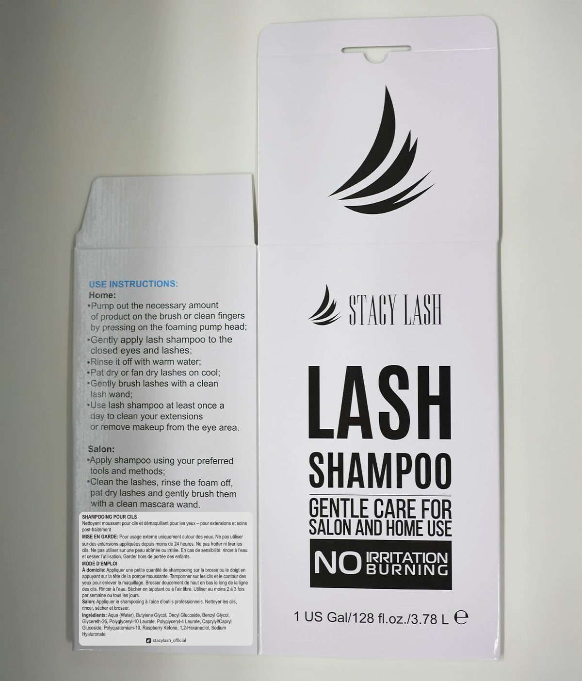 STACY LASH Eyelash Extension Shampoo 1US Gal with ingredients list