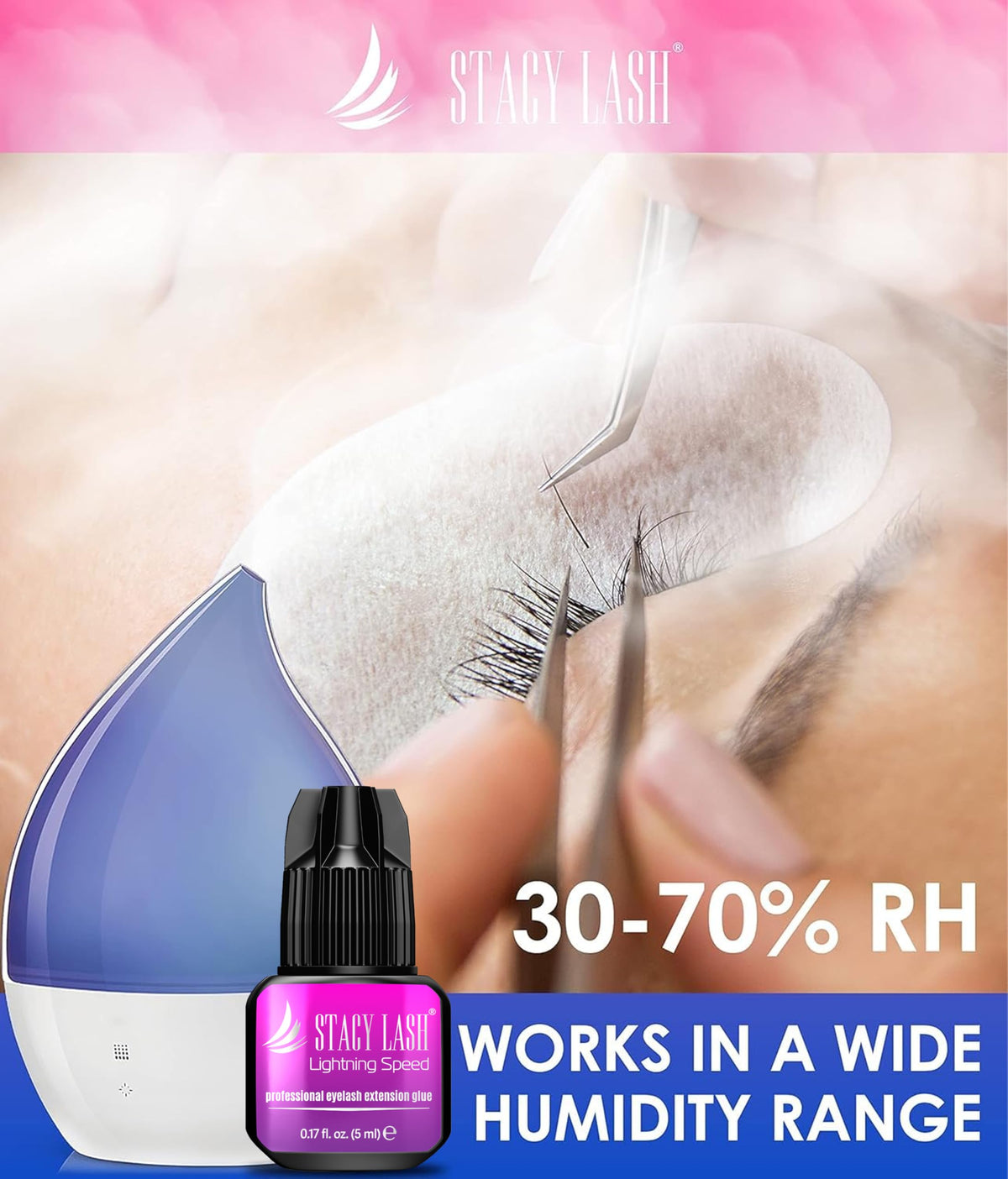 STACY LASH eyelash glue on salon table
