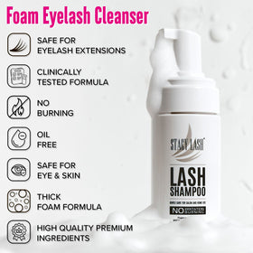STACY LASH Lash Shampoo Kit components including spoolies and pads