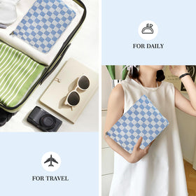 STARDW Checkered Makeup Bag folded for storage