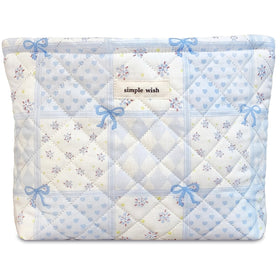 STARDW Cute Cotton Quilted Makeup Bag floral design front view