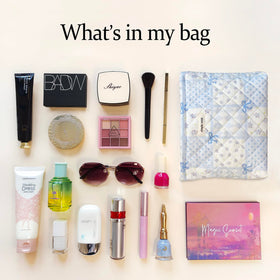 STARDW Cute Cotton Quilted Makeup Bag in a travel setting