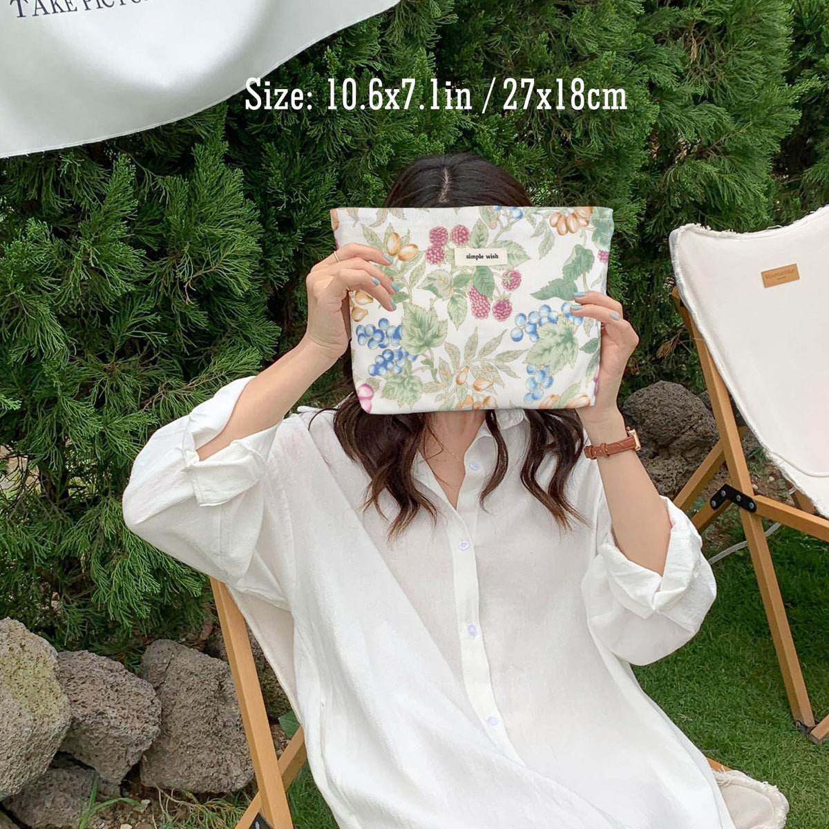STARDW Floral Makeup Bag Berry back view showcasing design