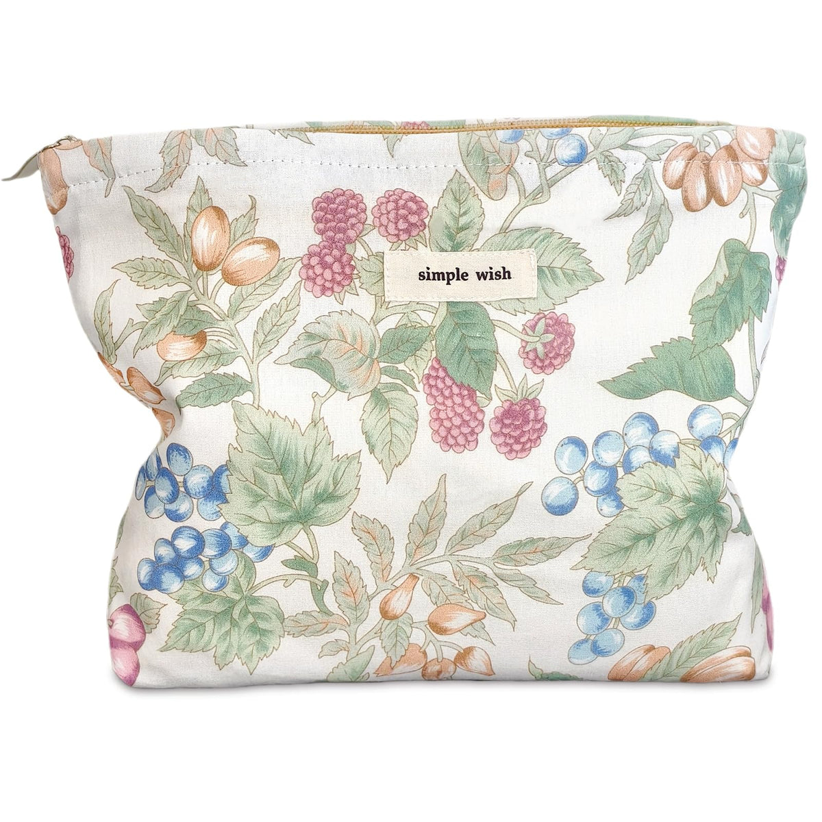 STARDW Floral Makeup Bag Berry front view with zipper