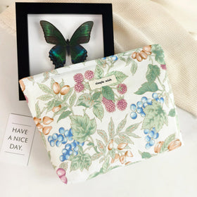STARDW Floral Makeup Bag Berry open view with cosmetics inside
