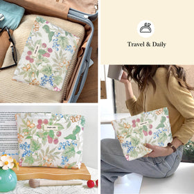 STARDW Floral Makeup Bag Berry packed in a suitcase