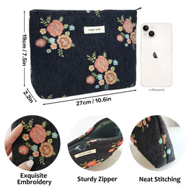 STARDW Floral Makeup Bag displayed with makeup products