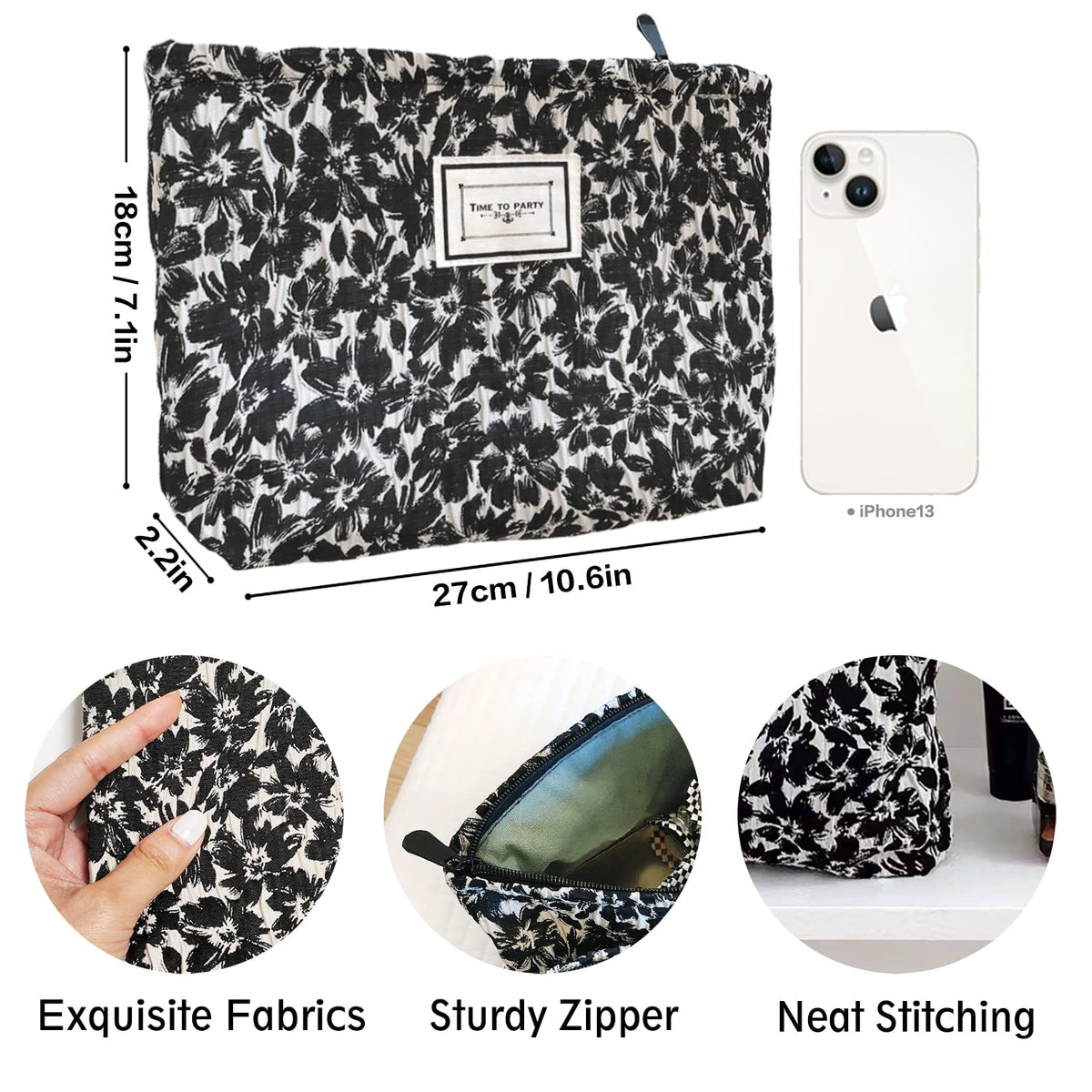 STARDW Floral Makeup Bag displaying interior space