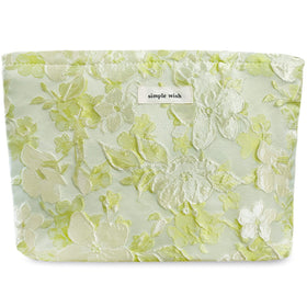 STARDW Floral Makeup Bag front view in embossed green