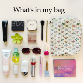 STARDW Floral Makeup Bag in a travel setting