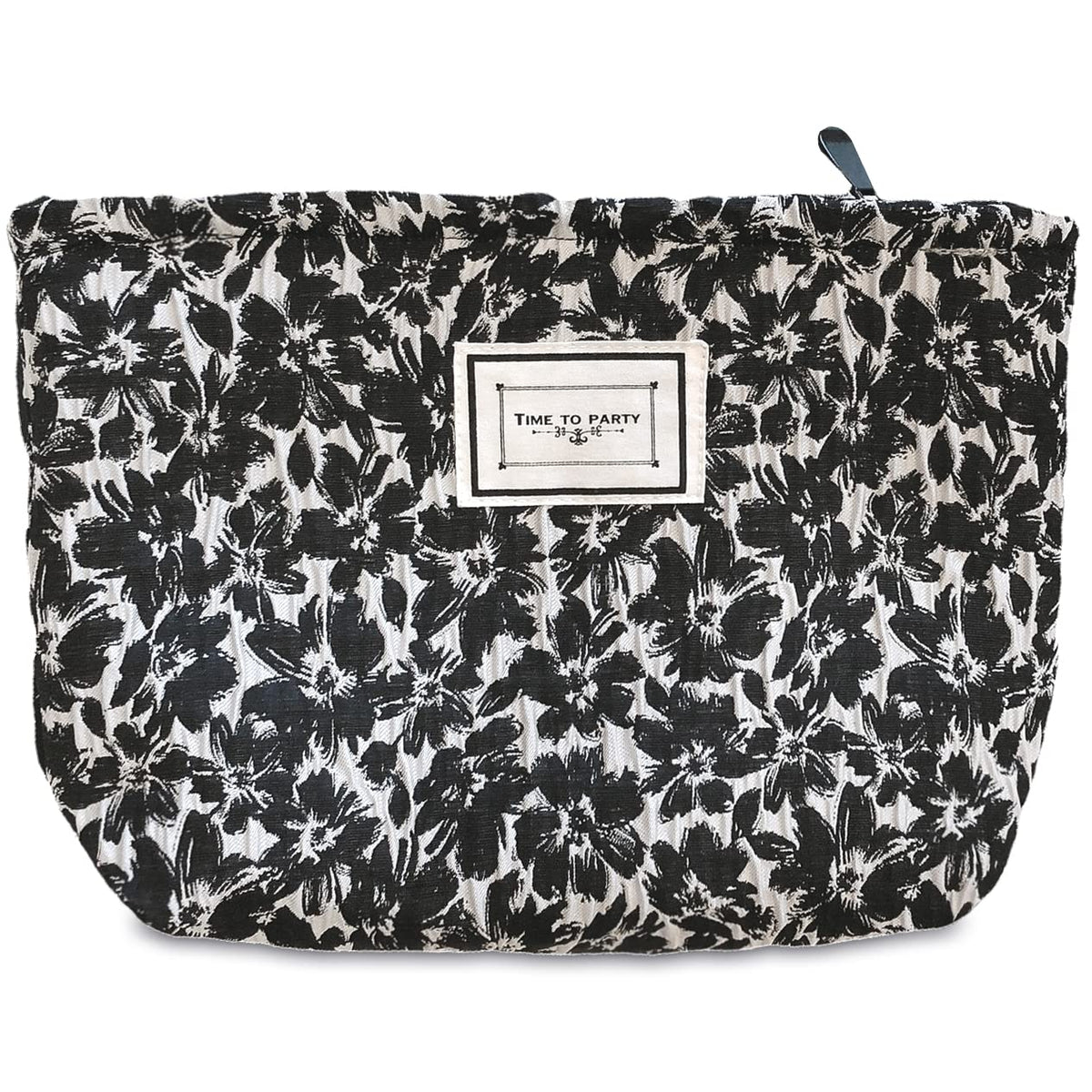 STARDW Floral Makeup Bag in black flowers front view