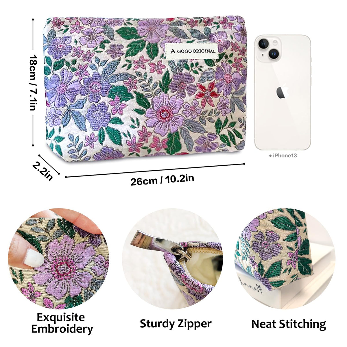 STARDW Floral Makeup Bag lifestyle scene in a handbag