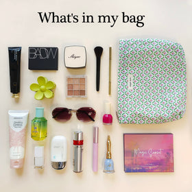 STARDW Floral Makeup Bag lifestyle scene on a vanity