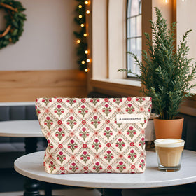 STARDW Floral Makeup Bag open showing interior space