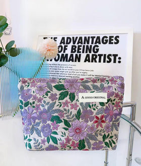 STARDW Floral Makeup Bag open showing interior storage