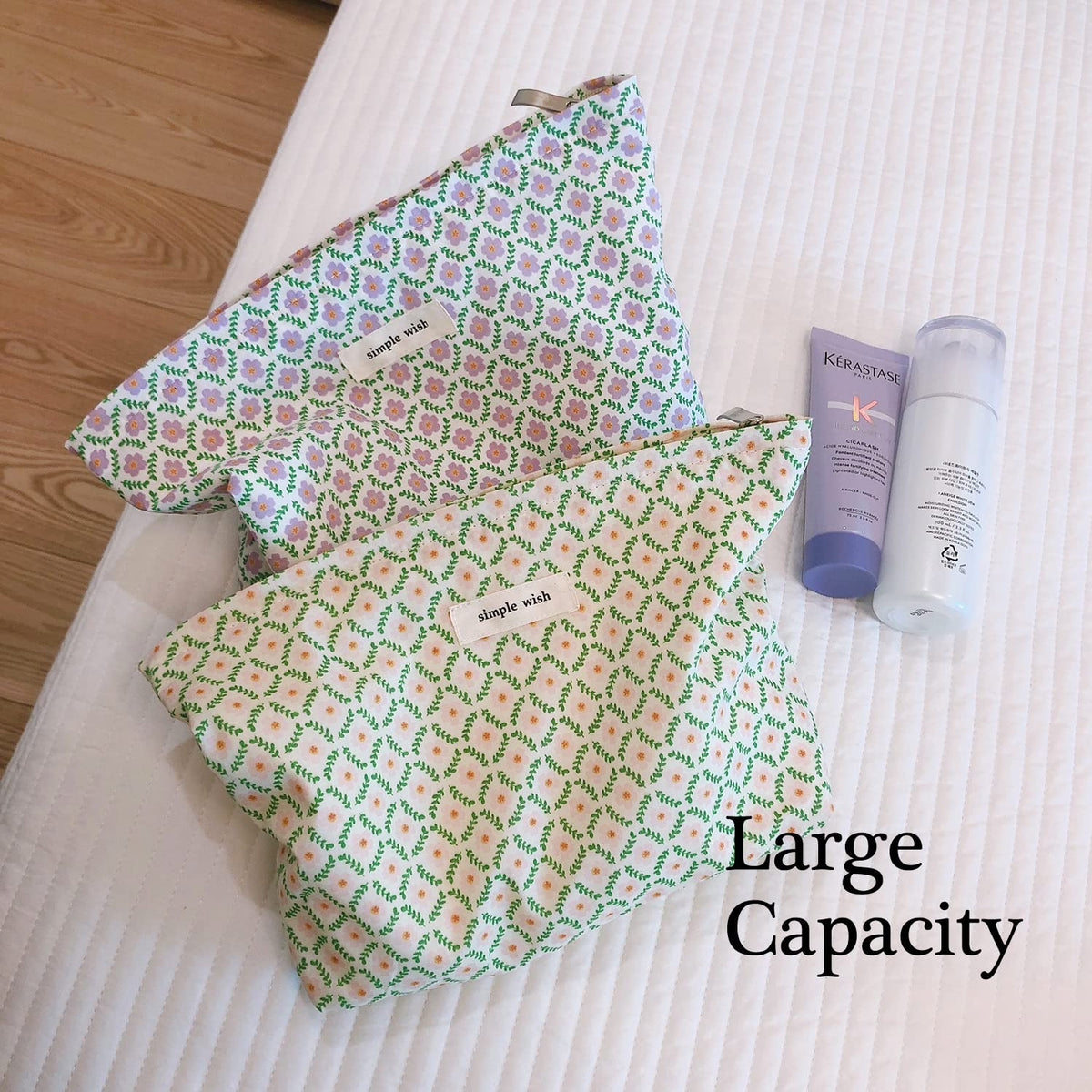 STARDW Floral Makeup Bag open view showing storage space