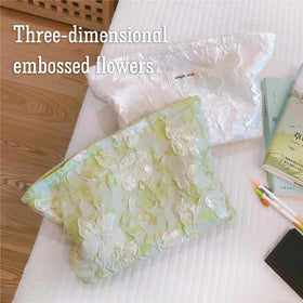 STARDW Floral Makeup Bag open with cosmetics inside