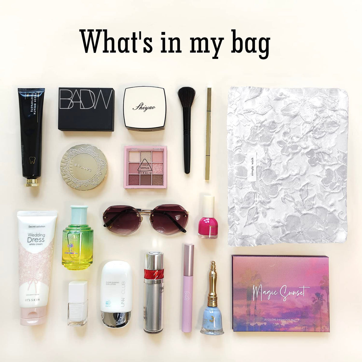 STARDW Floral Makeup Bag open with cosmetics inside