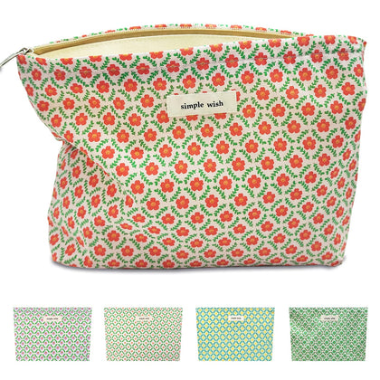 STARDW Floral Makeup Bag red floral pattern front view