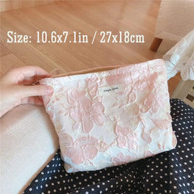 STARDW Floral Makeup Bag side view highlighting zipper