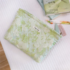 STARDW Floral Makeup Bag side view showing zipper
