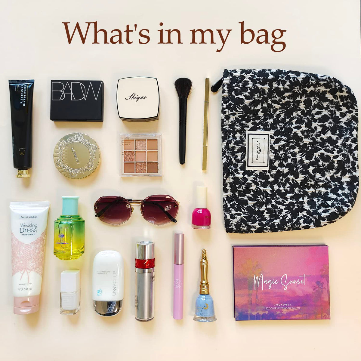 STARDW Floral Makeup Bag side view with open design