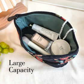 STARDW Floral Makeup Bag side view with smooth zipper