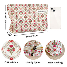 STARDW Floral Makeup Bag side view with zipper
