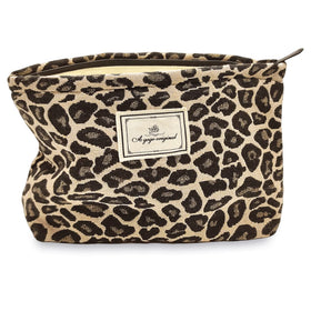 STARDW Leopard Makeup Bag front view with zipper