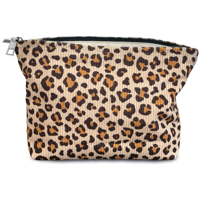 STARDW Leopard Makeup Bag Organizer front view with zipper