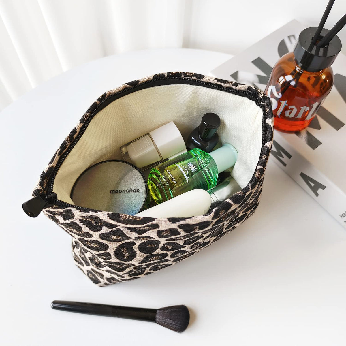 STARDW Leopard Makeup Bag side view with unique pattern