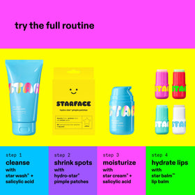 Starface Hydro-Star® patches in use on face