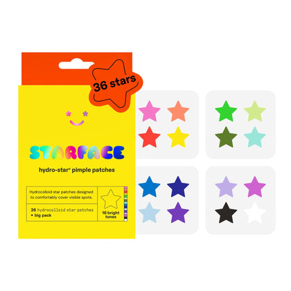 Starface Hydro-Star® Play Pack front view with 36 star-shaped patches