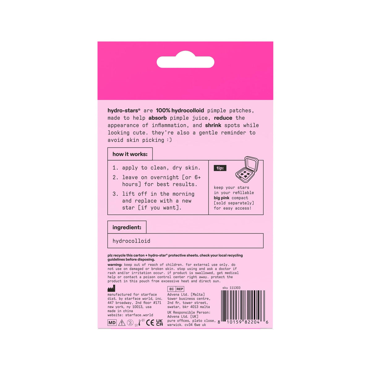 Starface HydroStar Pink Hydrocolloid Pimple Patch application demonstration