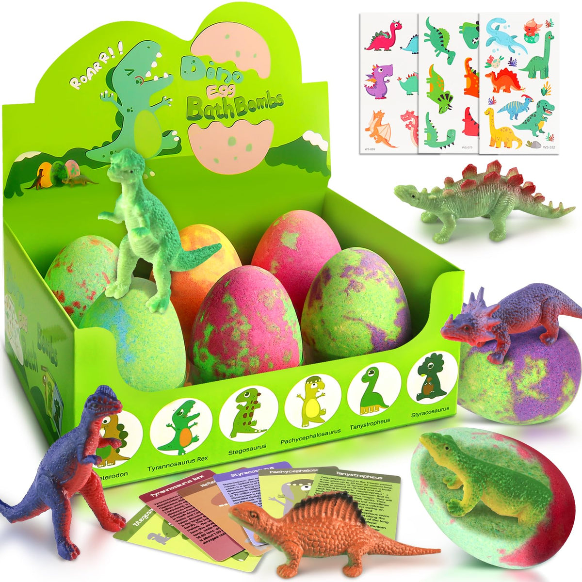 STARYAR Dino Egg Bath Bombs Set with 6 colourful bath bombs