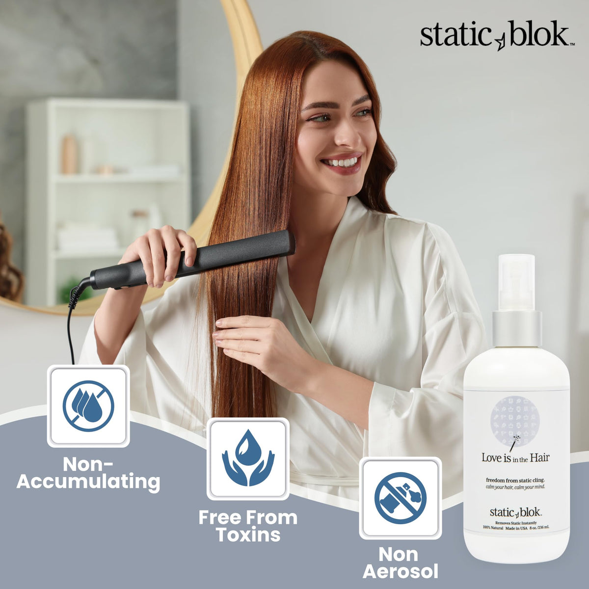 Static Blok Anti-Static Spray with natural ingredients label