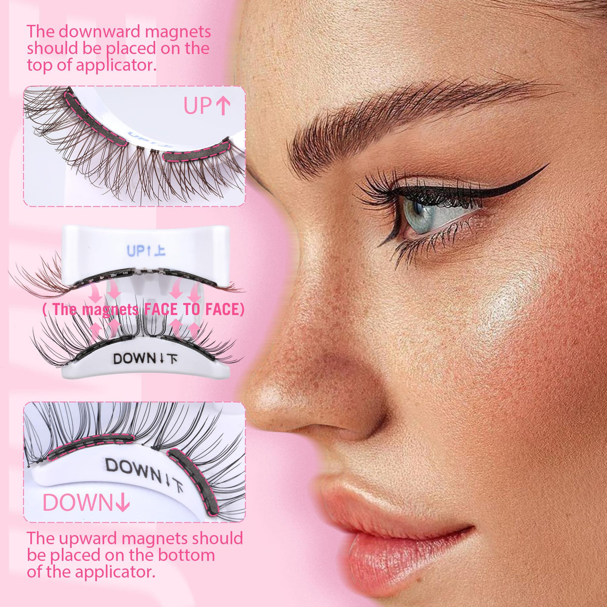 Step-by-step guide for applying JIMIRE magnetic eyelashes