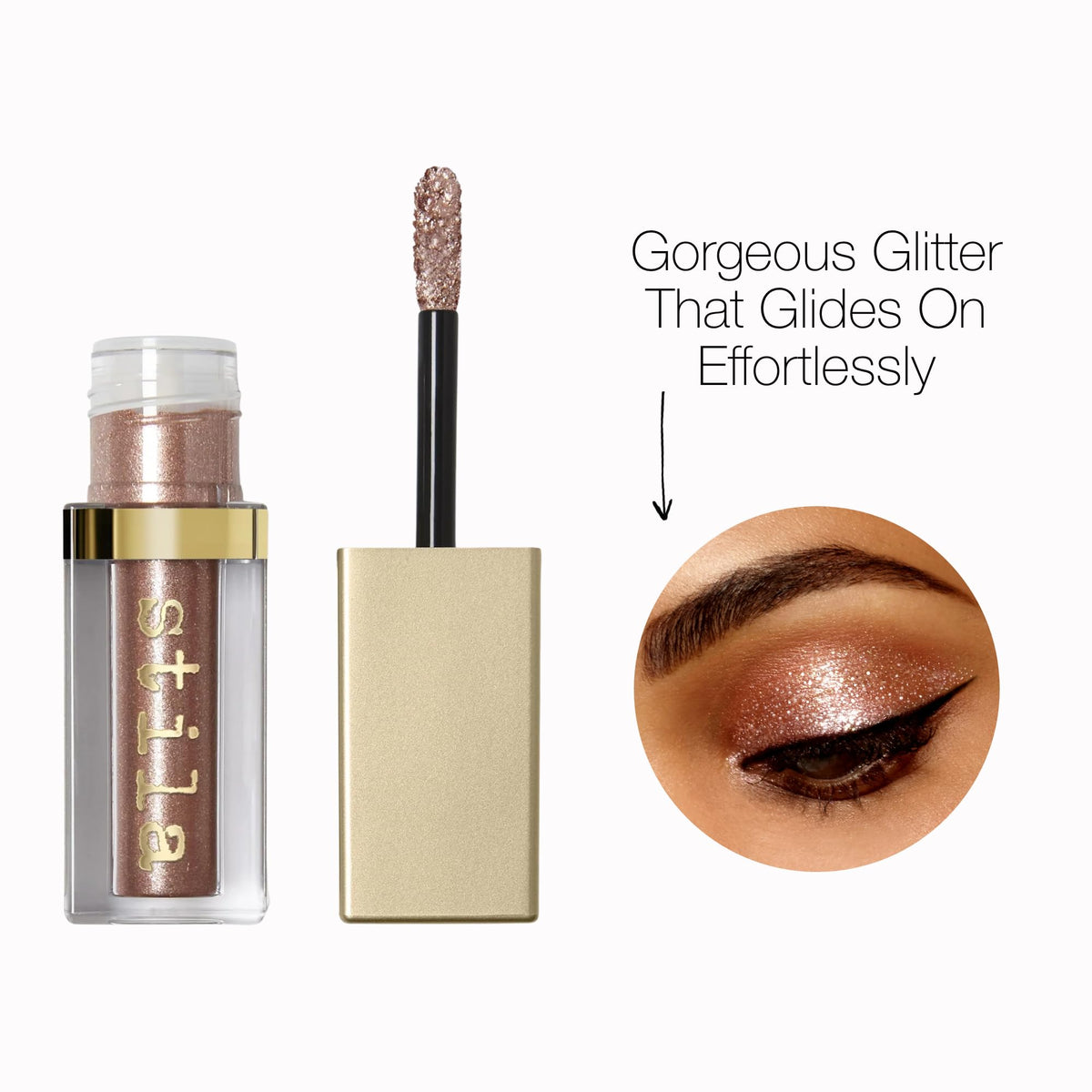 stila Glitter & Glow Liquid Eye Shadow Rose Gold Retro in packaging