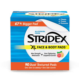 Stridex XL Face & Body Pads 90 Ct front view with packaging