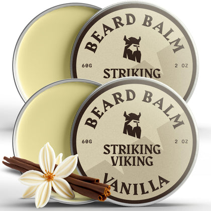 Striking Viking Beard Balm for Men, vanilla scent front view