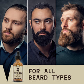 Striking Viking Beard Oil for Men Vanilla lifestyle scene with grooming kit