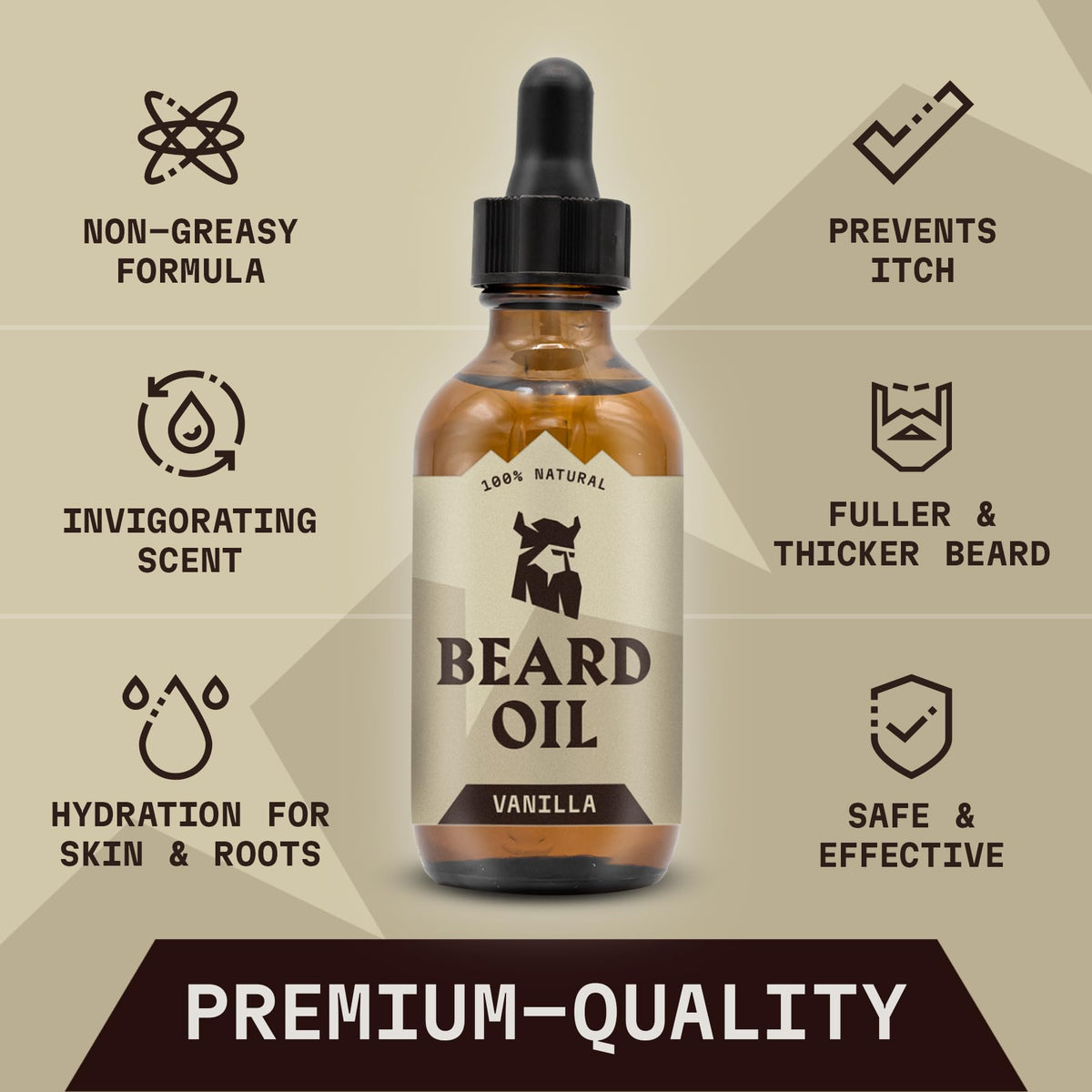 Striking Viking Beard Oil for Men Vanilla packaging side view
