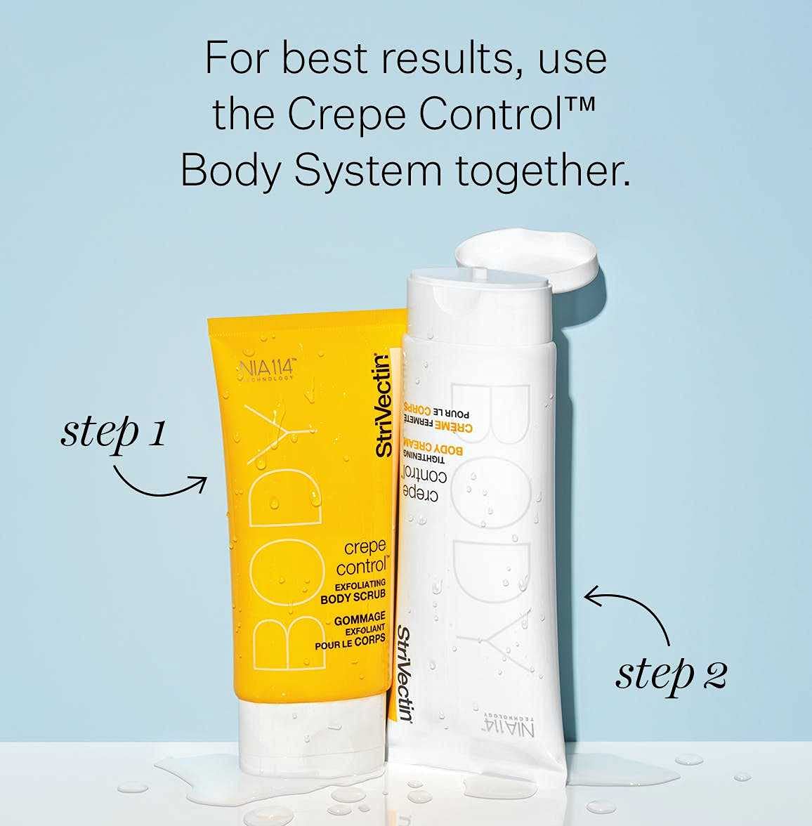 StriVectin Crepe Control Tightening Body Cream 6.7 oz with exfoliating scrub