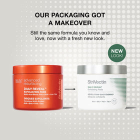 StriVectin Daily Reveal Exfoliating Face Pads beside skincare products