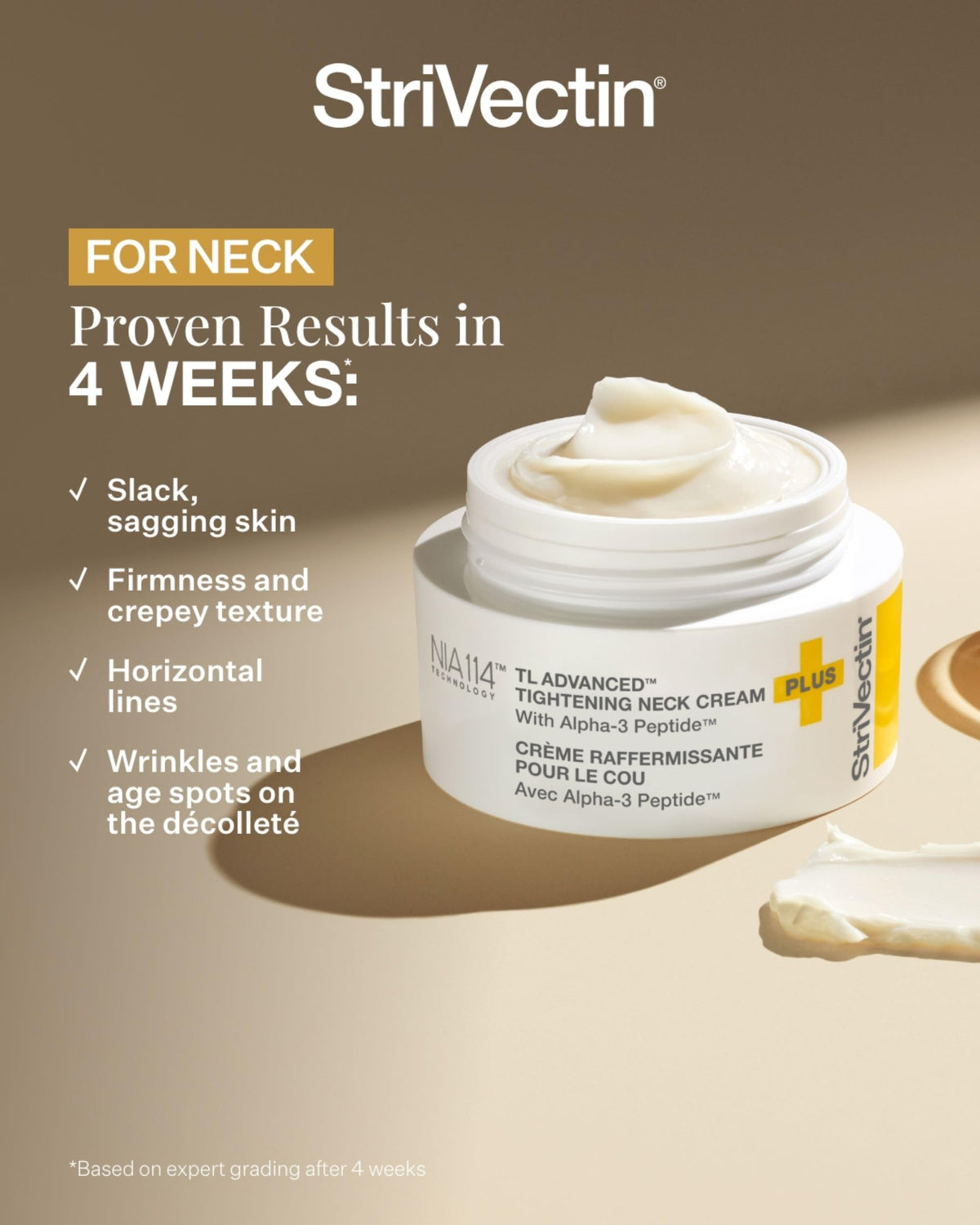 StriVectin TL Advanced Neck Cream PLUS 1.7 oz application on skin