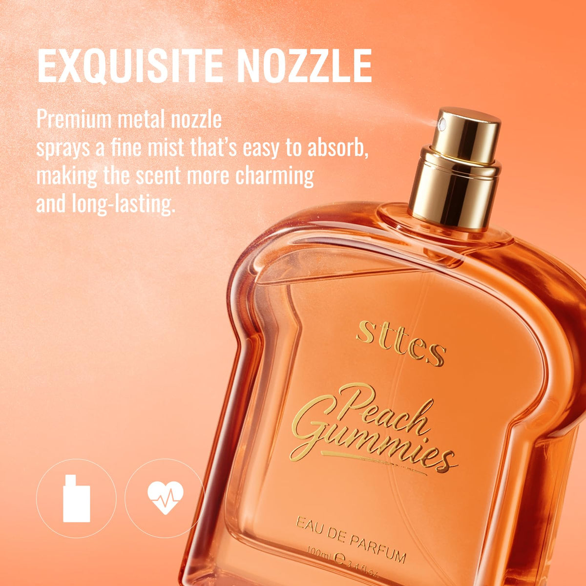 Sttes Peach Gummies Eau de Parfum 100ml bottle with a peach slice