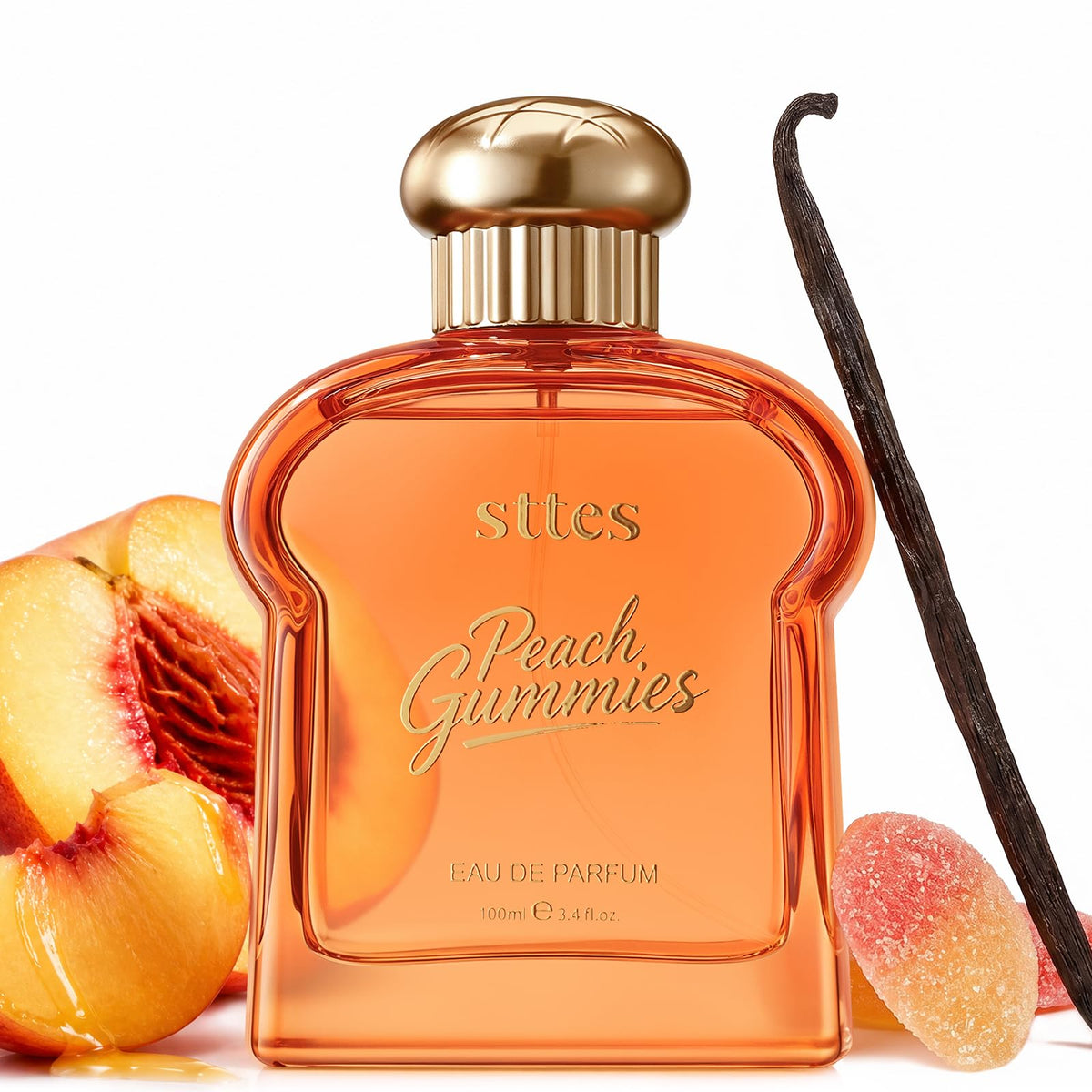 Sttes Peach Gummies Eau de Parfum 100ml front view with orange bottle