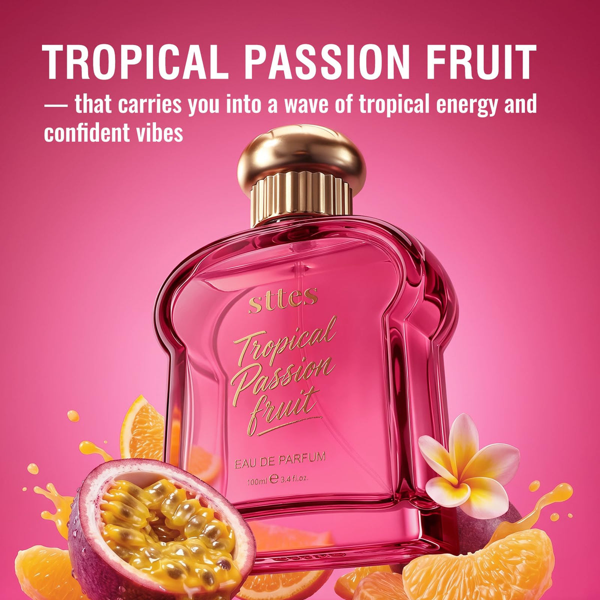 Sttes Tropical Passion Fruit Eau de Parfum bottle close-up