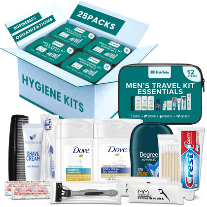 Stuhrling Bottle men's bulk hygiene kit front view with clear zippered bag