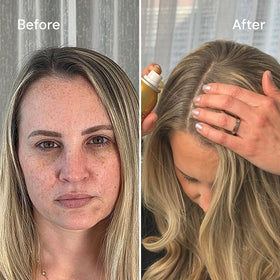 STYLE EDIT Root Touch Up Spray Light Blonde with hair styling tools